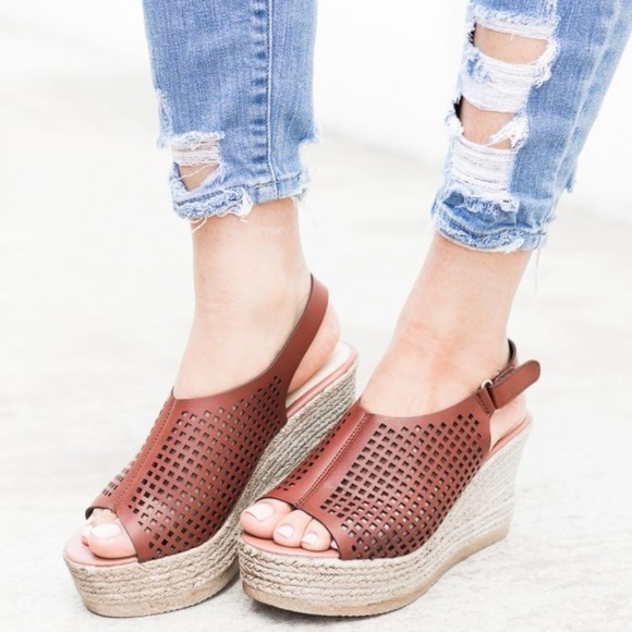 LADIES LASER-CUT SLINGBACK ESPADRILLE WEDGES - Picture 1 of 3